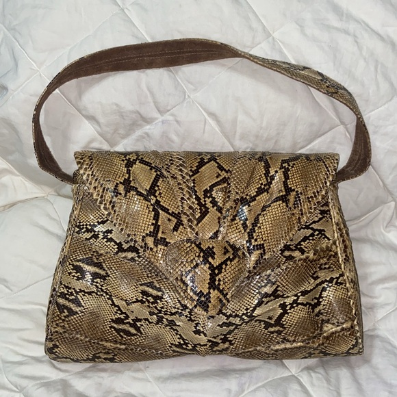 RARE Gorgeous vintage Lee Sands genuine Python shoulder bag unique - Picture 2 of 13